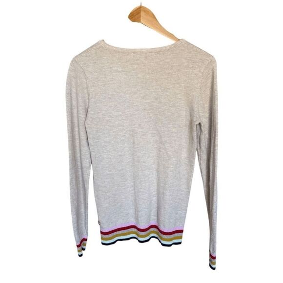 Joules Women's Beige Rainbow Stripe Wool Blend Pullover Sweater Size 2 - Picture 4 of 8